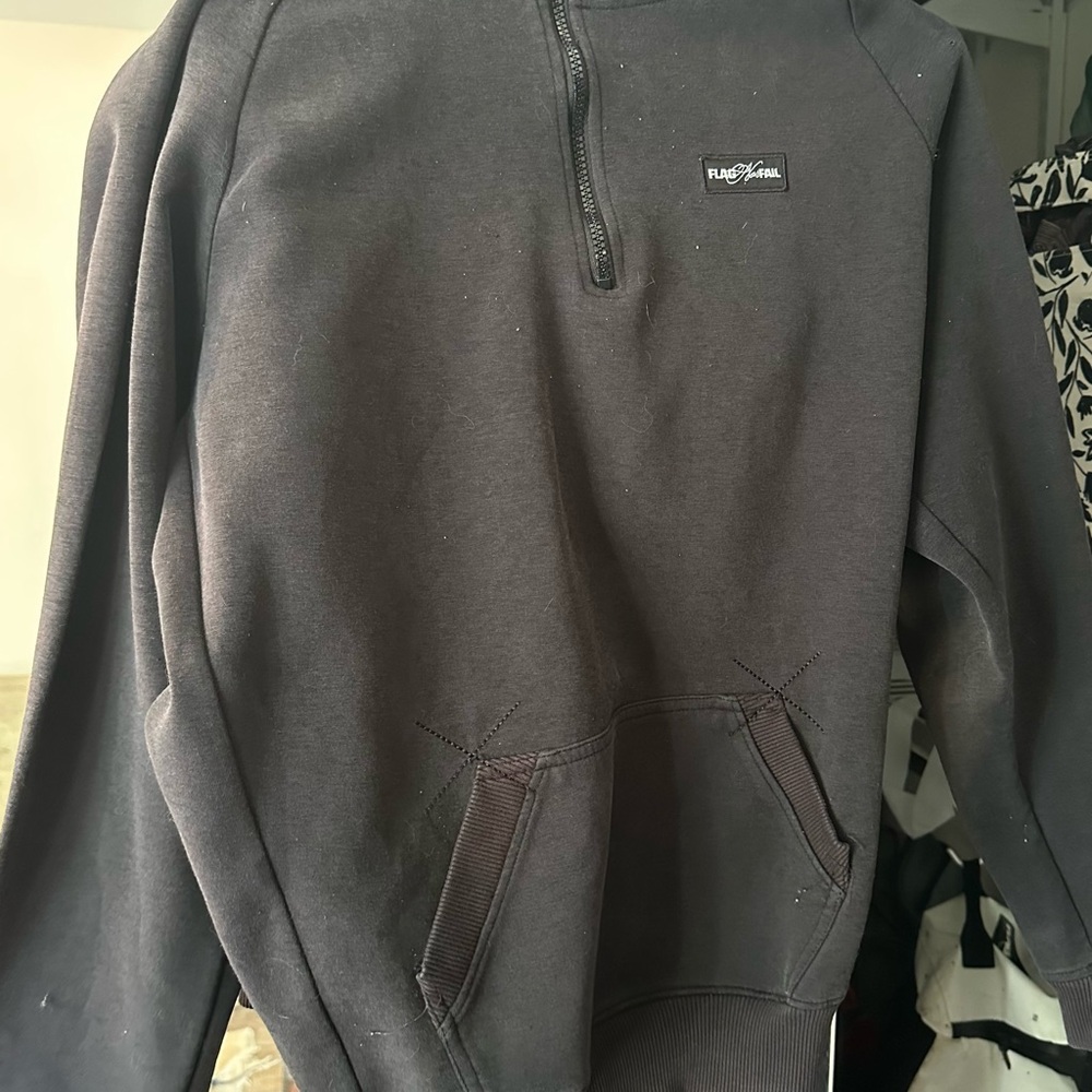 Black Half-Zip Sweater Flag Nor Fail outdoor hoodie heavyweight